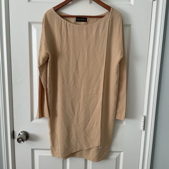 Vintage DKNY Beige Oversize Wrap Tunic & Scarf Matching Set, Made In USA - Picture 4 of 6